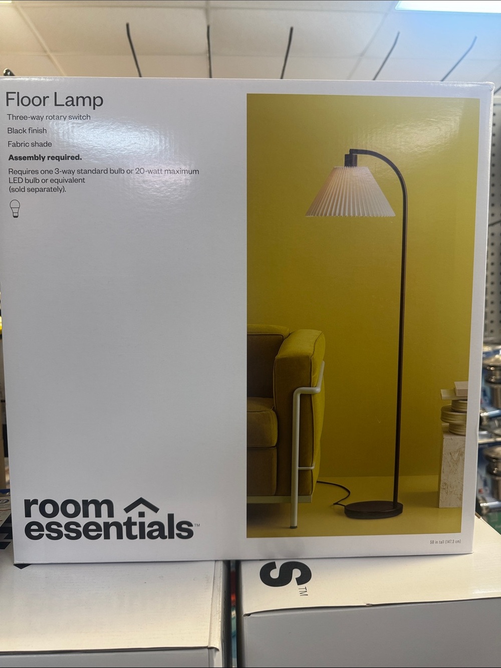 Room Essentials Black Floor Lamp with Cream Fabric Shade
